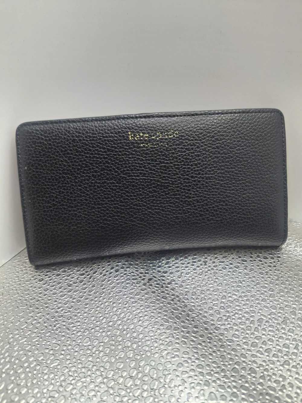 kate spade black pebbled leather continental wallet